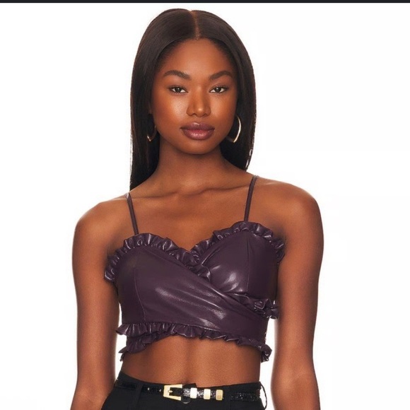 MAJORELLE Vegan Leather Camisole in Dark Purple - Picture 1 of 5